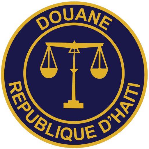 Administration Générale des Douanes (AGD) — Emblème circulaire marine avec balance dorée, Douane République D'Haïti